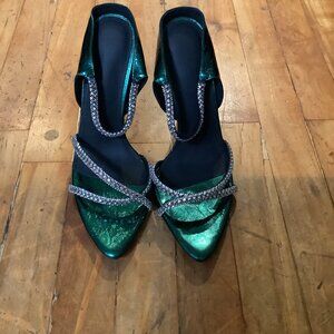 Carrie High Heel Mules - Green - Size 39